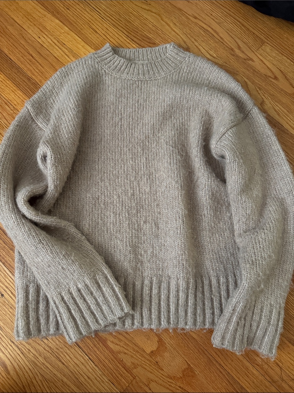 Topshop Neutral Light Gray Crewneck Sweater